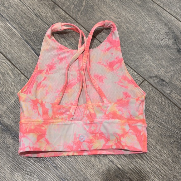 • Lululemon • Energy Bra High Neck Long Line Shibori Dual White Grapefruit 4 - Picture 4 of 4